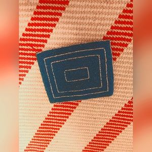 Blue and White Beaded Moyna Pouch/Small Strapless Purse